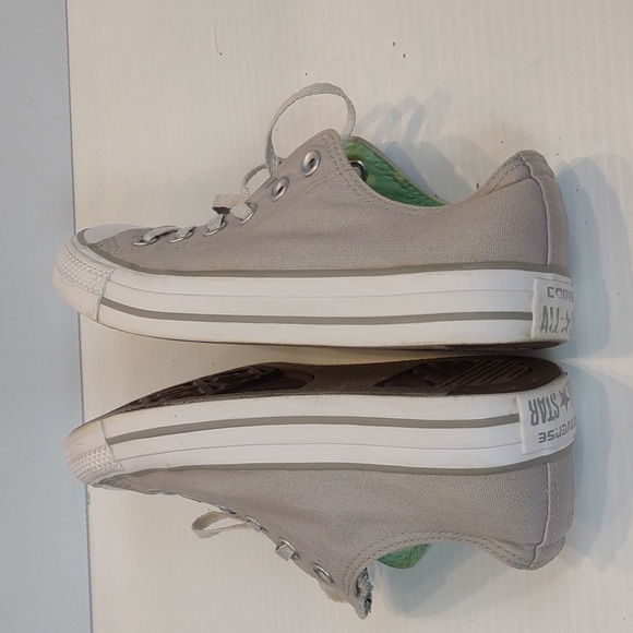 Women's Converse All Star Double Tongue Gray Mint Green Low Top Canvas Shoes - Picture 10 of 13